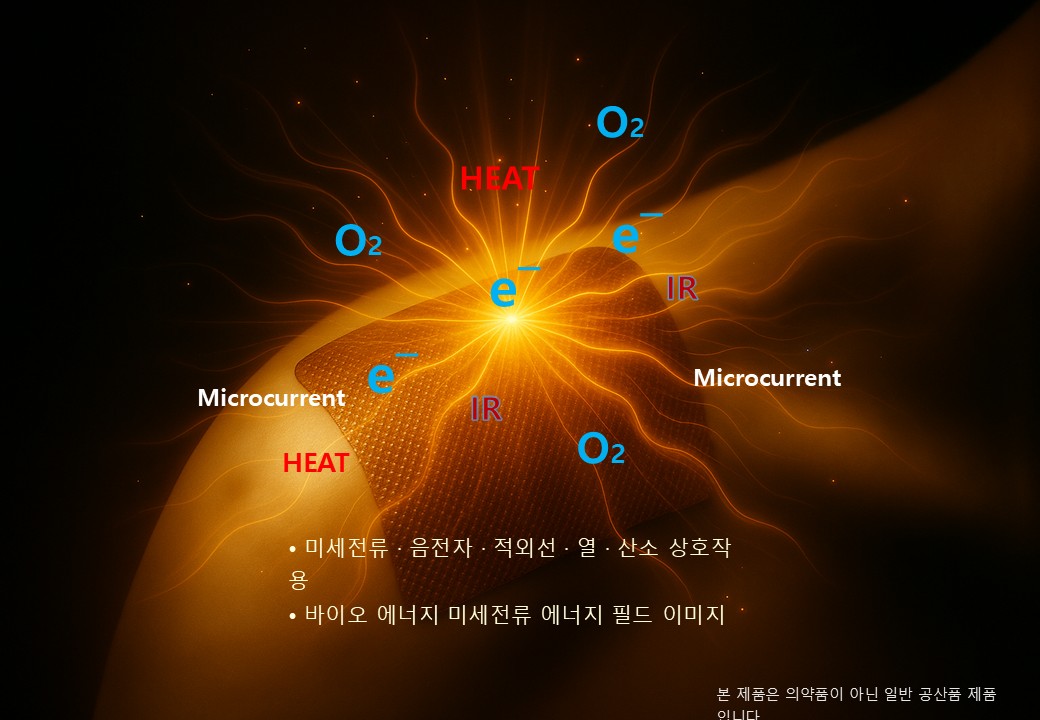 미세전류·음전자·적외선·열·산소 상호작용 바이오 에너지 필드 이미지